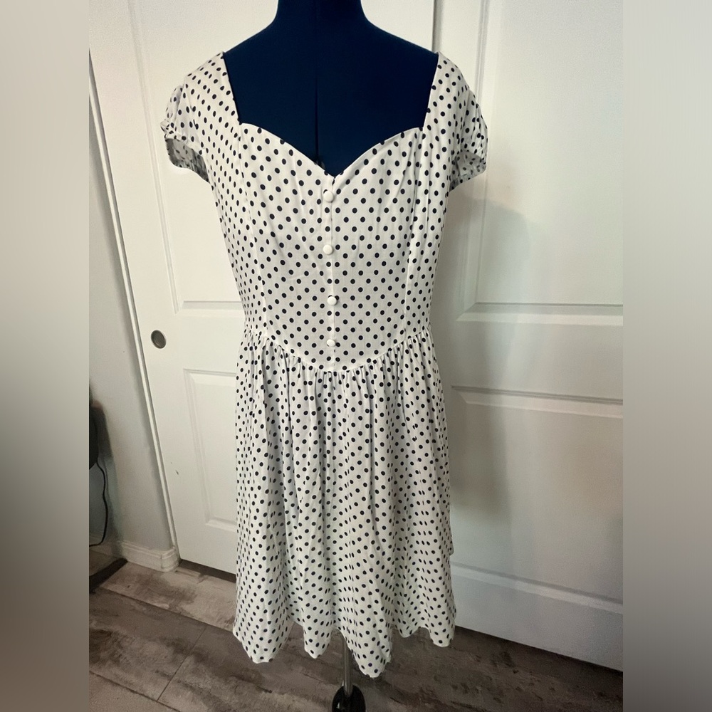 ASOS white and navy dot dress